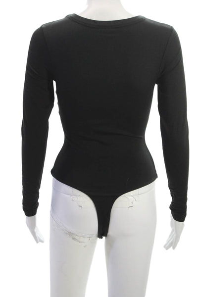 Naked Wardrobe Womens Black Long Sleeve One Piece Bodysuit Size M