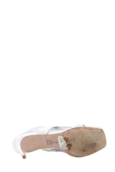 Schutz Womens Vegan Leather Slide On Sandals Heels White Size 8.5B