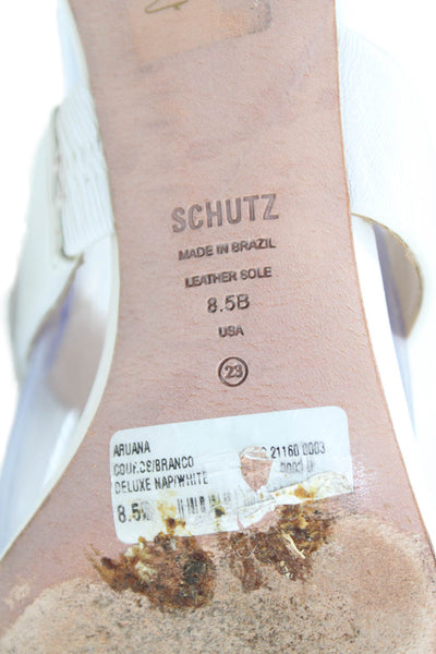 Schutz Womens Vegan Leather Slide On Sandals Heels White Size 8.5B