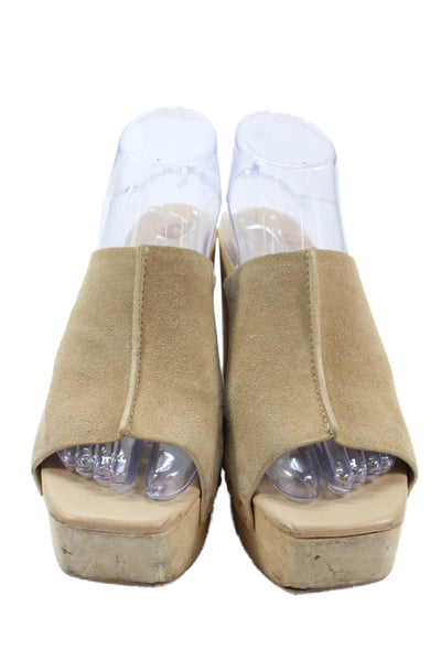 Sam Edelman Womens Suede Slide On Sandals Heels Beige Size 8