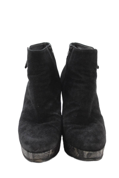 Stuart Weitzman Womens Suede Side Zip Ankle Booties Black Size 9
