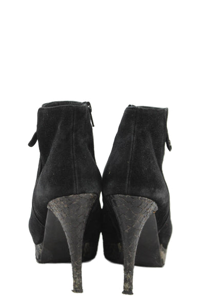 Stuart Weitzman Womens Suede Side Zip Ankle Booties Black Size 9