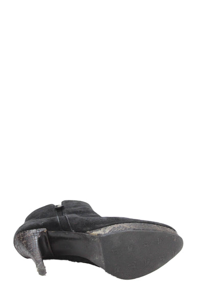 Stuart Weitzman Womens Suede Side Zip Ankle Booties Black Size 9