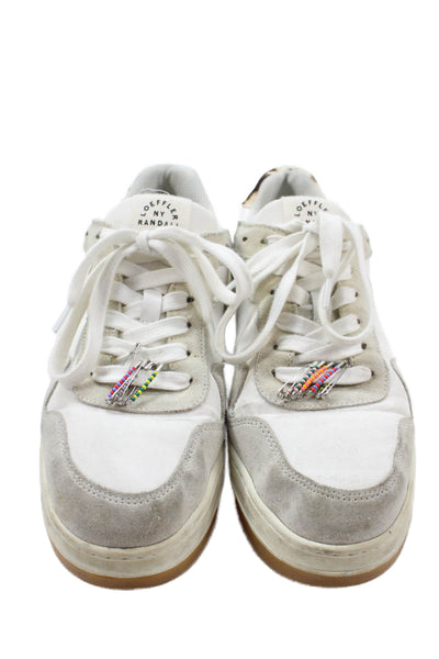 Loeffler Randall Womens Suede Trim Low Top Sneakers White Size 8.5