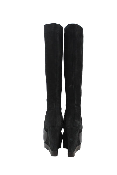 Vince Womens Leather Platform Knee High Boots Black Size 9M