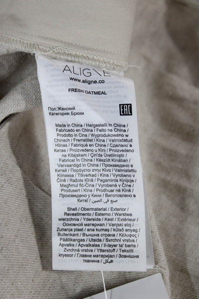 Aligne Womens Cropped Linen Blend Button Pants Beige Size 10