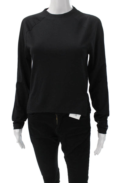 GYMSHARK Womens Basic Casual Black Long Sleeve Crew Neck Zip Top Size S