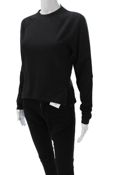 GYMSHARK Womens Basic Casual Black Long Sleeve Crew Neck Zip Top Size S