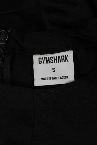 GYMSHARK Womens Basic Casual Black Long Sleeve Crew Neck Zip Top Size S