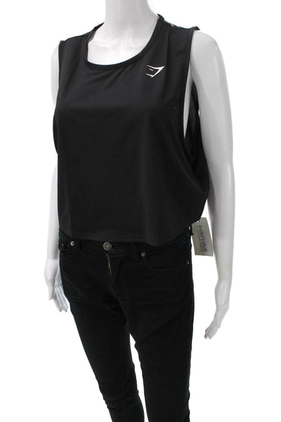 GYMSHARK Womens Cropped Tank Black Sleeveless Round Neck Sports Size XL