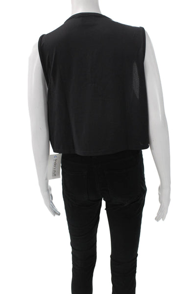 GYMSHARK Womens Cropped Tank Black Sleeveless Round Neck Sports Size XL
