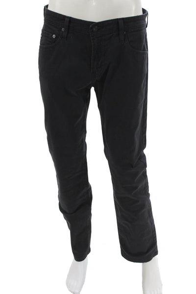 AG Adriano Goldschmied Mens Straight Black Jeans Cotton Button Size 32