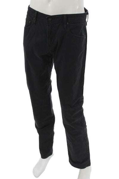 AG Adriano Goldschmied Mens Straight Black Jeans Cotton Button Size 32