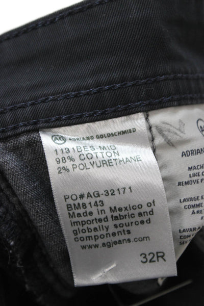 AG Adriano Goldschmied Mens Straight Black Jeans Cotton Button Size 32