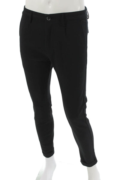 Zara Mens Black Cotton Chino Pants Button Closure Size 31