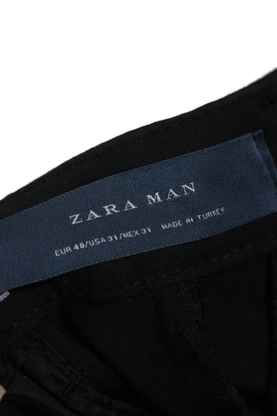 Zara Mens Black Cotton Chino Pants Button Closure Size 31