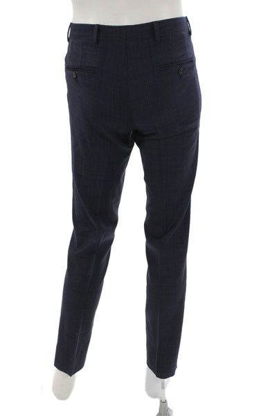 Ted Baker London Mens Dress Pants Blue Wool Check Button Size 32