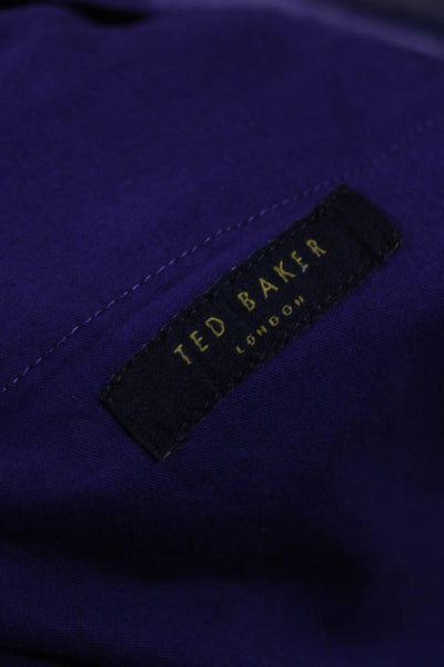Ted Baker London Mens Dress Pants Blue Wool Check Button Size 32