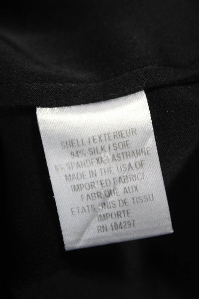 Milly Women Silk Tunic Blouse Black Collared Long Sleeve Button Size 8