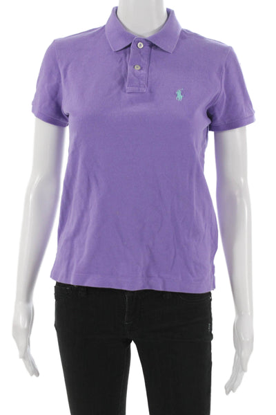 Polo Ralph Lauren Women Purple Cotton Collared Short Sleeve Basic Polo Size XS