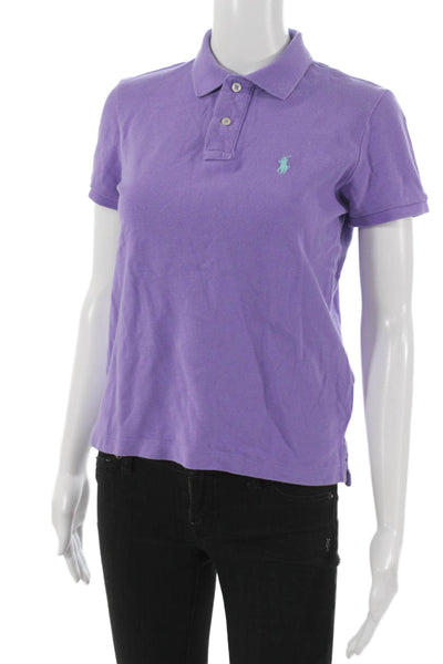Polo Ralph Lauren Women Purple Cotton Collared Short Sleeve Basic Polo Size XS