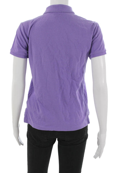 Polo Ralph Lauren Women Purple Cotton Collared Short Sleeve Basic Polo Size XS