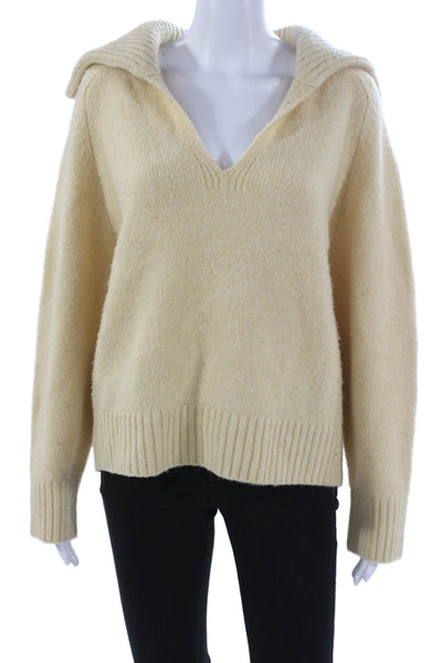 J Crew Womens Pullover Sweater Beige V Neck Long Sleeve Acrylic Size S