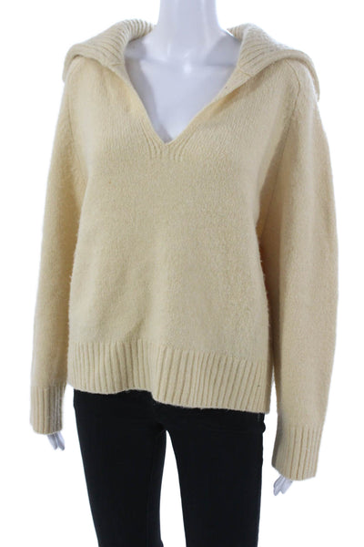 J Crew Womens Pullover Sweater Beige V Neck Long Sleeve Acrylic Size S