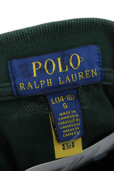 Polo Ralph Lauren Boys Cotton Collared Short Sleeve Polo Shirt Green Size L