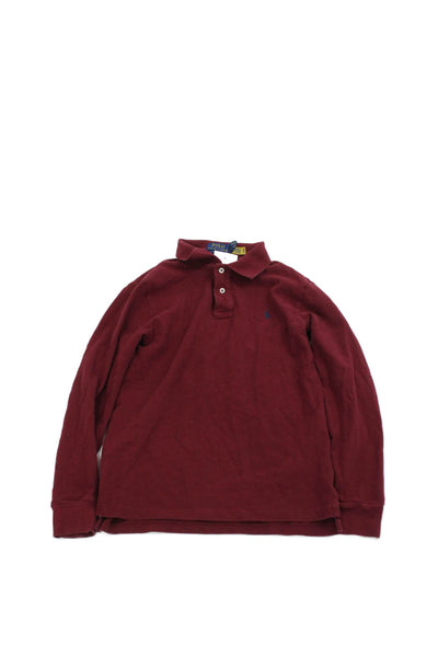 Polo Ralph Lauren Boys Cotton Long Sleeve Polo Shirt Burgundy Size L