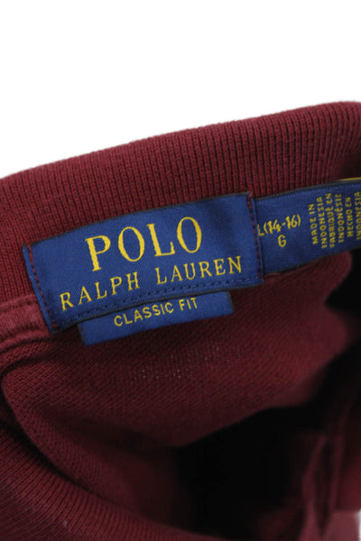 Polo Ralph Lauren Boys Cotton Long Sleeve Polo Shirt Burgundy Size L
