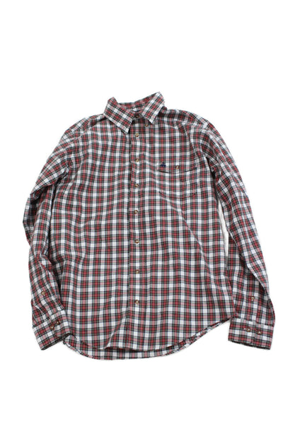 Brooks Brothers Red Fleece Boys Cotton Plaid Button Up Shirt White Size L