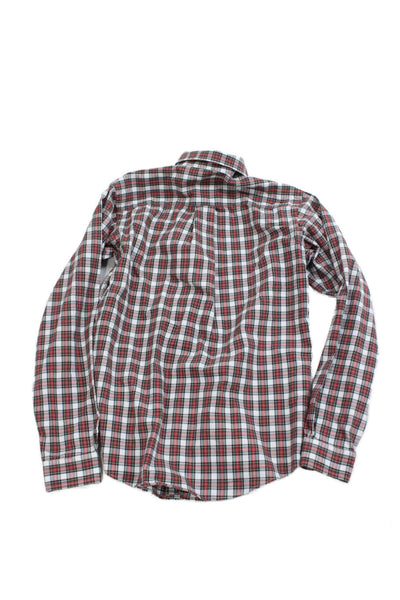 Brooks Brothers Red Fleece Boys Cotton Plaid Button Up Shirt White Size L