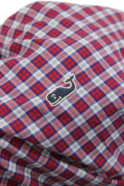 Vineyard Vines Boys Plaid Long Sleeve Button Up Shirt Red Size L