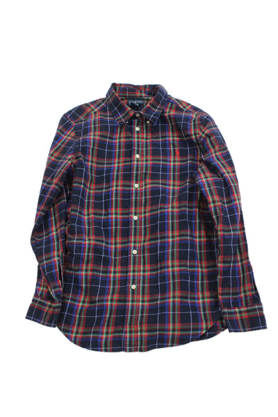 Ralph Lauren Blue Label Boys Cotton Plaid Button Up Shirt Multicolor Size XL