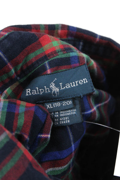 Ralph Lauren Blue Label Boys Cotton Plaid Button Up Shirt Multicolor Size XL