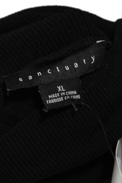 Sanctuary Womens Tunic Sweater Black Turtleneck Long Sleeve Size XL