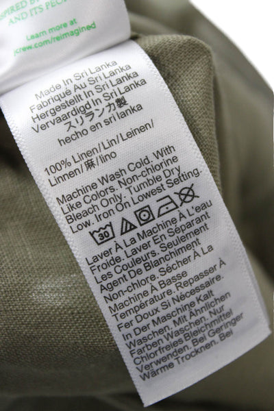 J Crew Women Dress Pants Green Linen Button Size 18