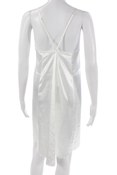 Ekouaer Women Chemise V-Neck Sleeveless White Polyester Spandex Size 2XL