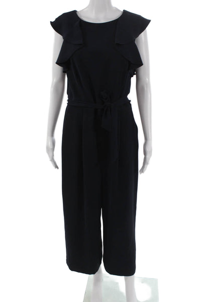 Frank Lyman Women Jumpsuit Blue Round Neck Sleeveless Tie Polyester Size 10