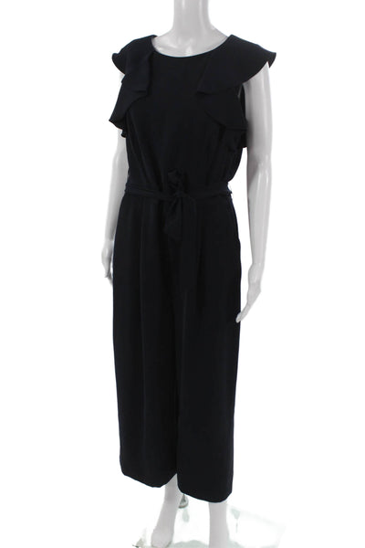 Frank Lyman Women Jumpsuit Blue Round Neck Sleeveless Tie Polyester Size 10