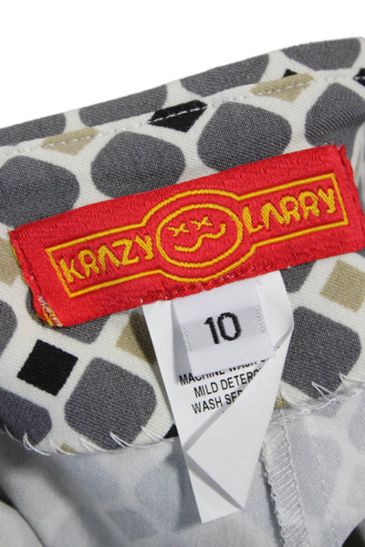 Krazy Larry Womens Gray Ankle Rayon Blend Geometric Pull On Pants Size 10