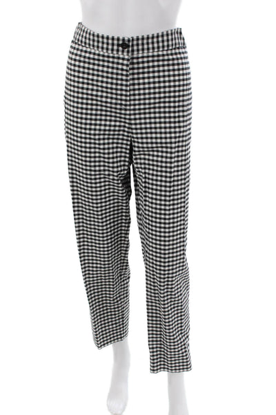 J. Mclaughlin Womens Cropped Black Check Pants Button Size 12