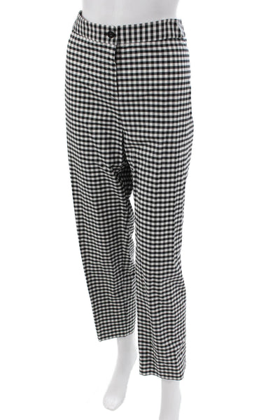 J. Mclaughlin Womens Cropped Black Check Pants Button Size 12