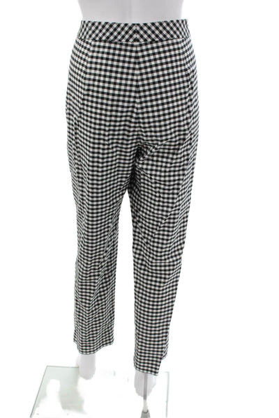 J. Mclaughlin Womens Cropped Black Check Pants Button Size 12