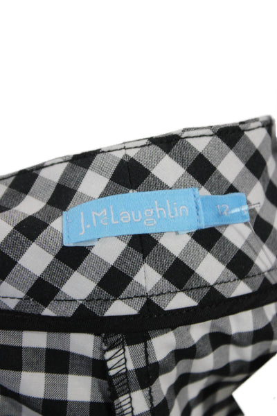 J. Mclaughlin Womens Cropped Black Check Pants Button Size 12