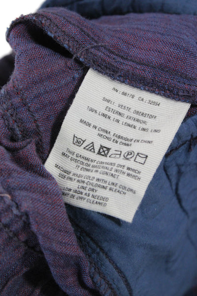 Anthropologie Women Cropped Striped Linen Pants Purple Pull On Size M