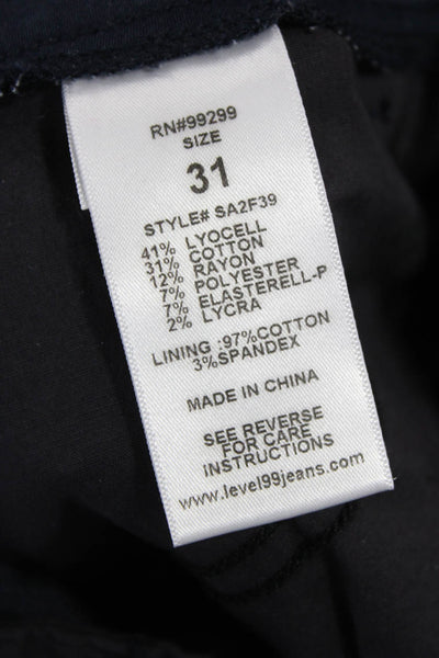 Level 99 Womens Ankle Pants Blue Lyocell Button Size 31