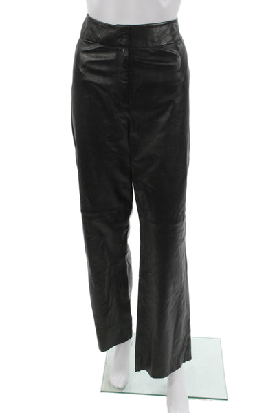 Garfield & Marks Womens Black Leather Dress Pants Button Size 10