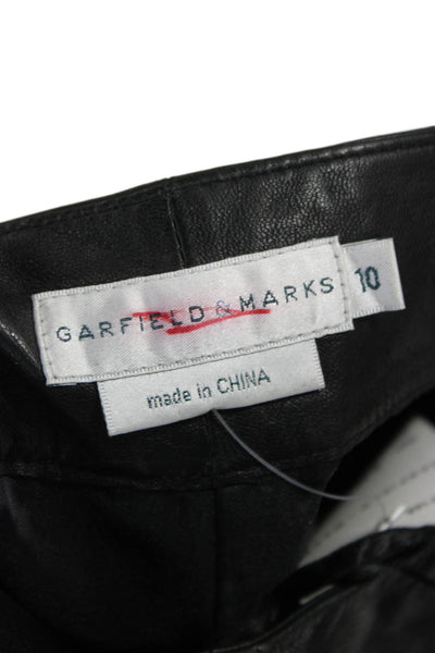 Garfield & Marks Womens Black Leather Dress Pants Button Size 10